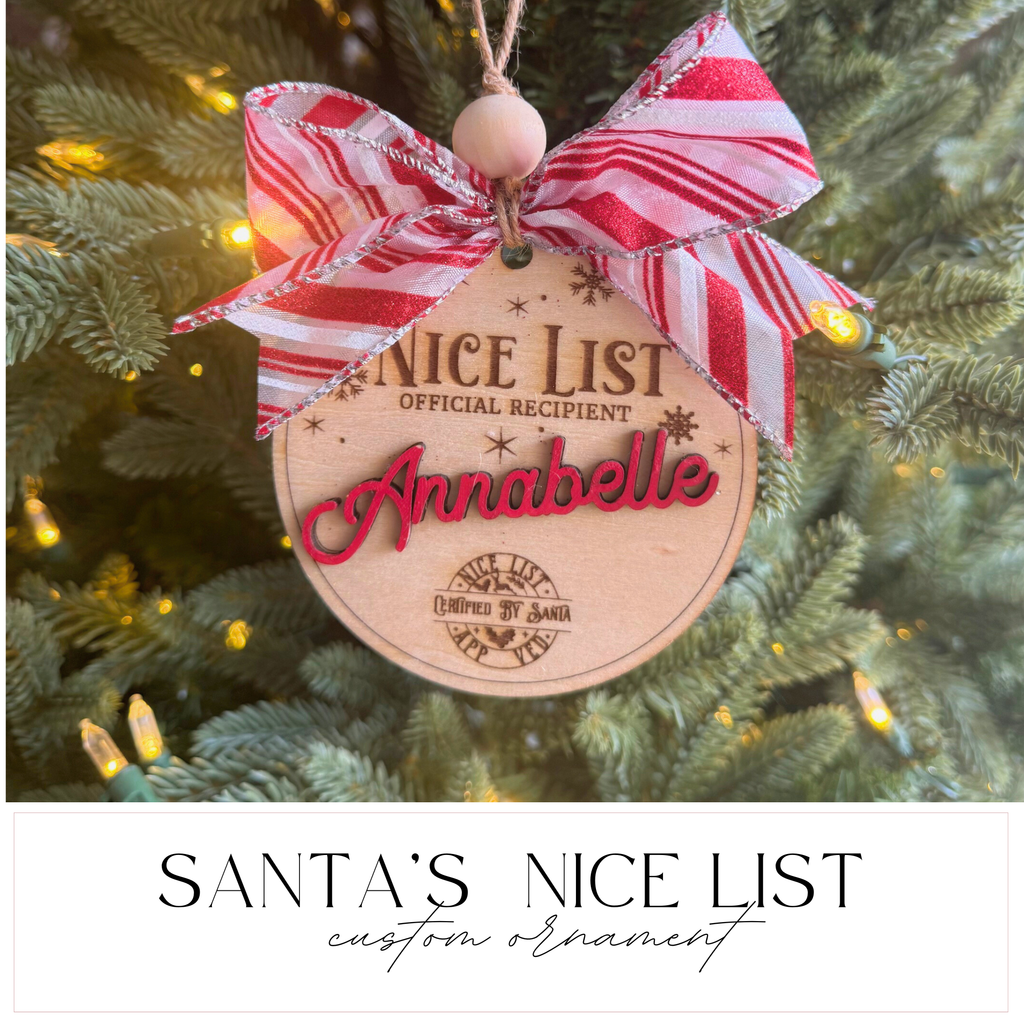 Personalized “Nice List” Christmas Ornament | Custom Name Ornament | Santa Approved