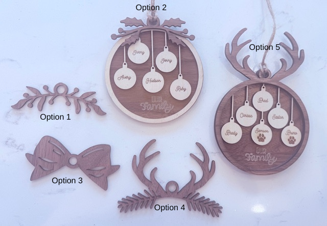 Custom Family Christmas Ornament – Personalized Multi-Layer Wood Design (1–15 Names)