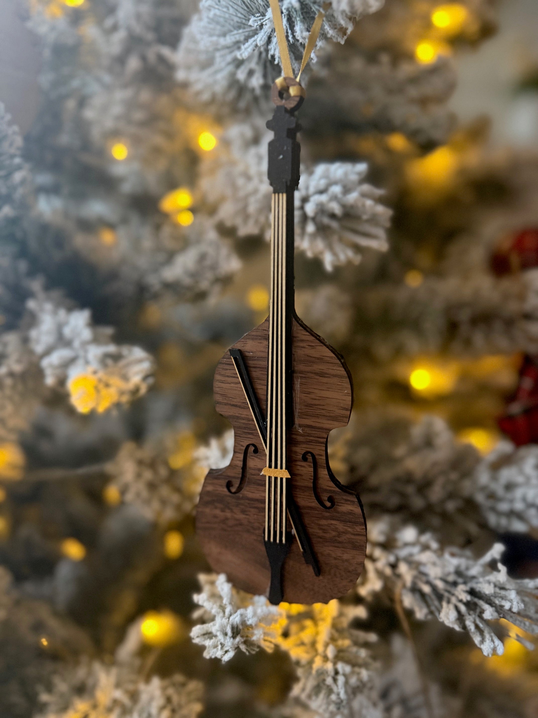 String Instrument Christmas Ornament – Violin, Viola, Cello & Double Bass | Multi-Layer Basswood