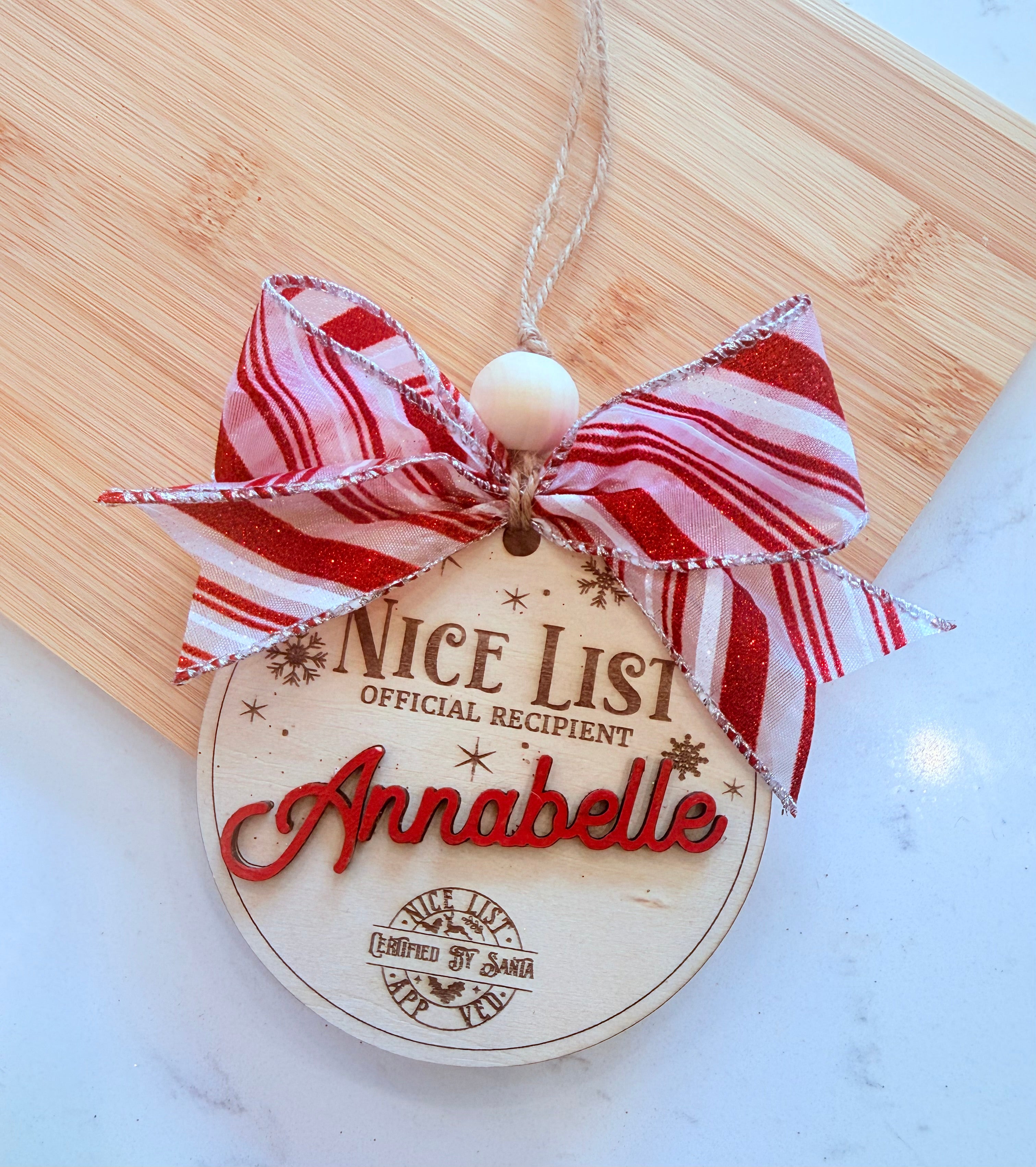Personalized “Nice List” Christmas Ornament | Custom Name Ornament | Santa Approved