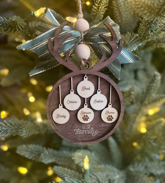 Custom Family Christmas Ornament – Personalized Multi-Layer Wood Design (1–15 Names)