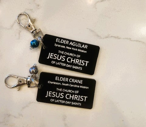 Personalized LDS Missionary Tag Keychain: Custom Acrylic Mission Keepsake