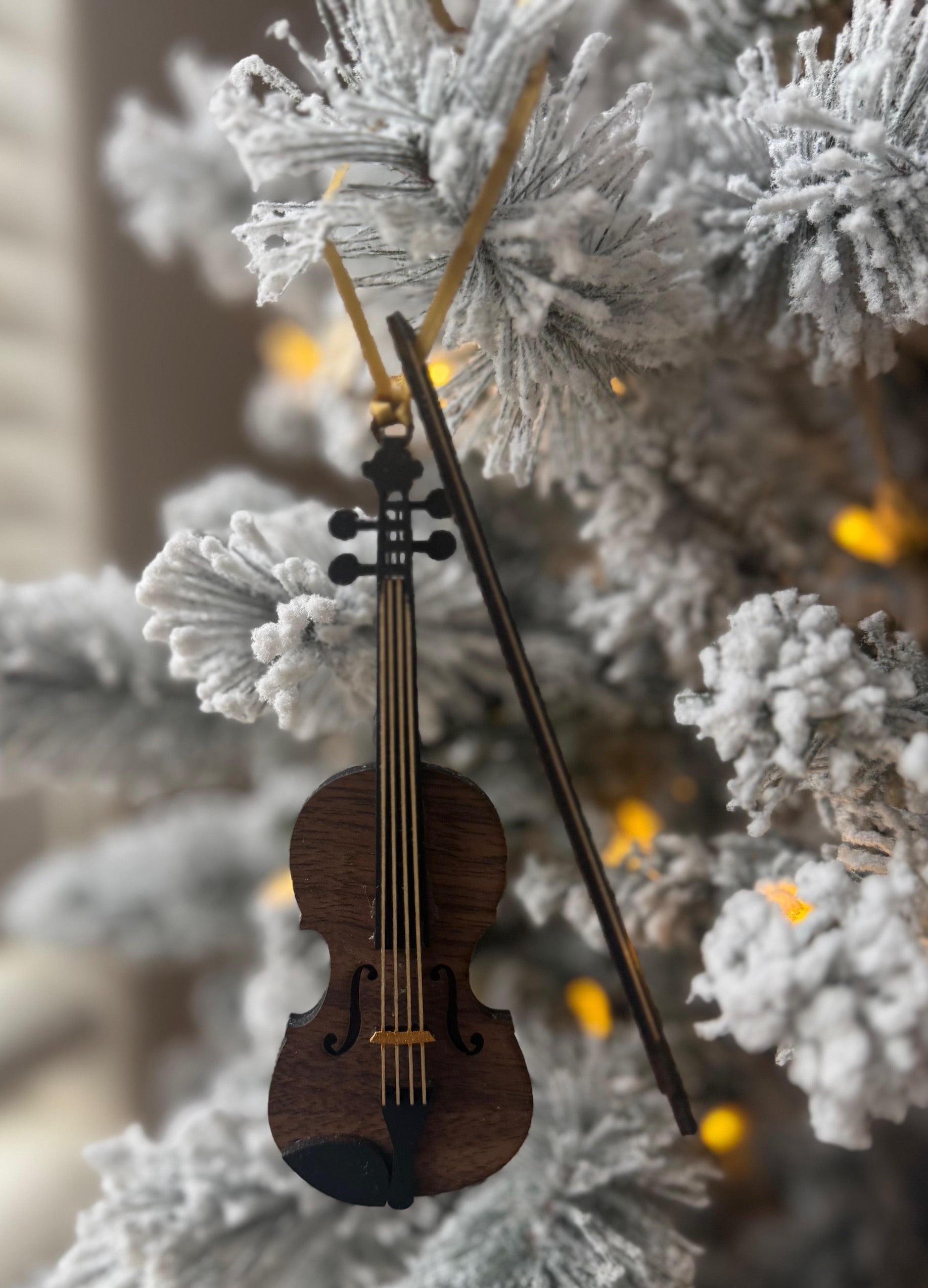 String Instrument Christmas Ornament – Violin, Viola, Cello & Double Bass | Multi-Layer Basswood