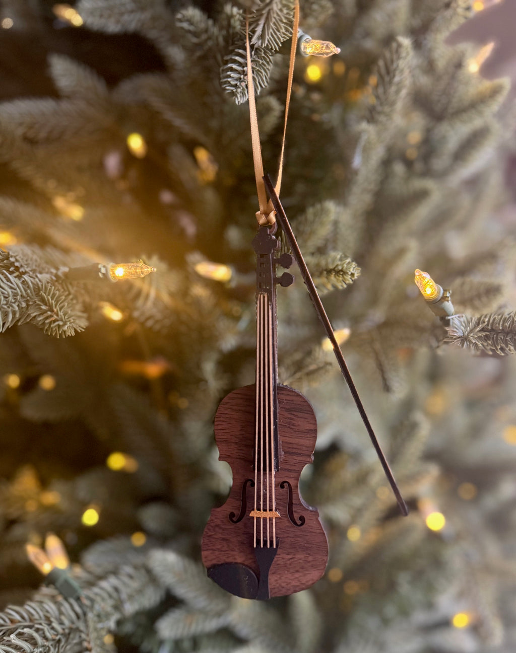 String Instrument Christmas Ornament – Violin, Viola, Cello & Double Bass | Multi-Layer Basswood