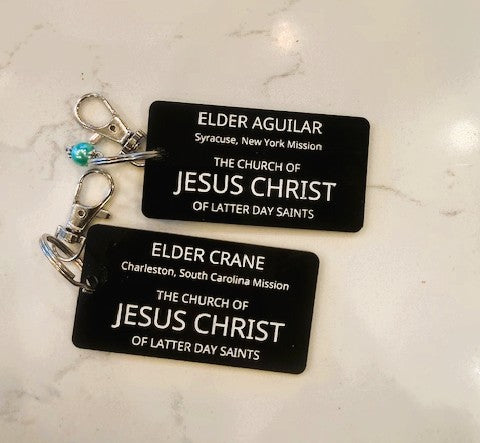 Personalized LDS Missionary Tag Keychain: Custom Acrylic Mission Keepsake