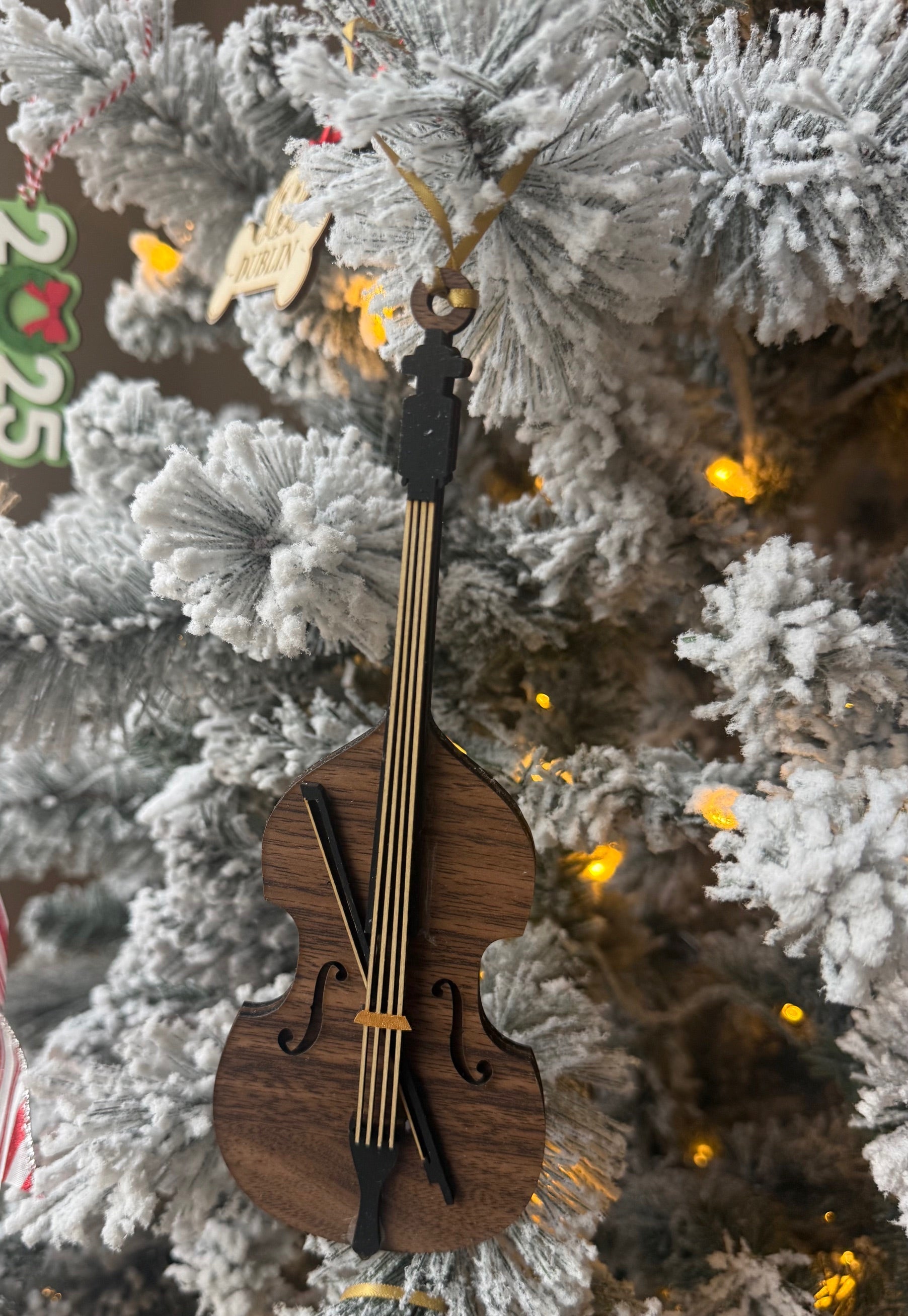 String Instrument Christmas Ornament – Violin, Viola, Cello & Double Bass | Multi-Layer Basswood