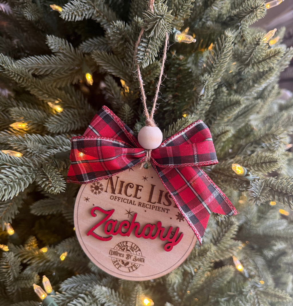 Personalized “Nice List” Christmas Ornament | Custom Name Ornament | Santa Approved