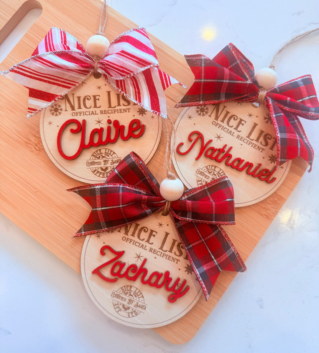 Personalized “Nice List” Christmas Ornament | Custom Name Ornament | Santa Approved