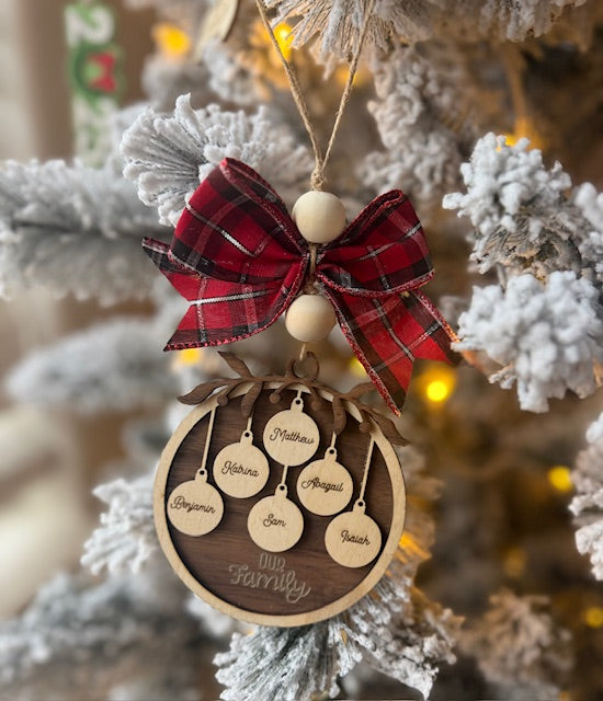 Custom Family Christmas Ornament – Personalized Multi-Layer Wood Design (1–15 Names)