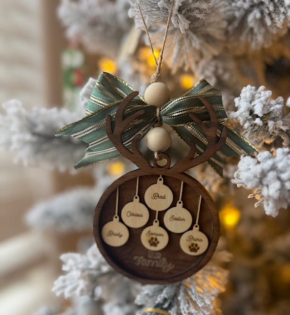 Custom Family Christmas Ornament – Personalized Multi-Layer Wood Design (1–15 Names)